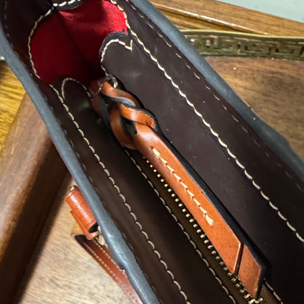 Dooney & Bourke Brown Leather Tote with Tan Straps - Picture 9 of 16